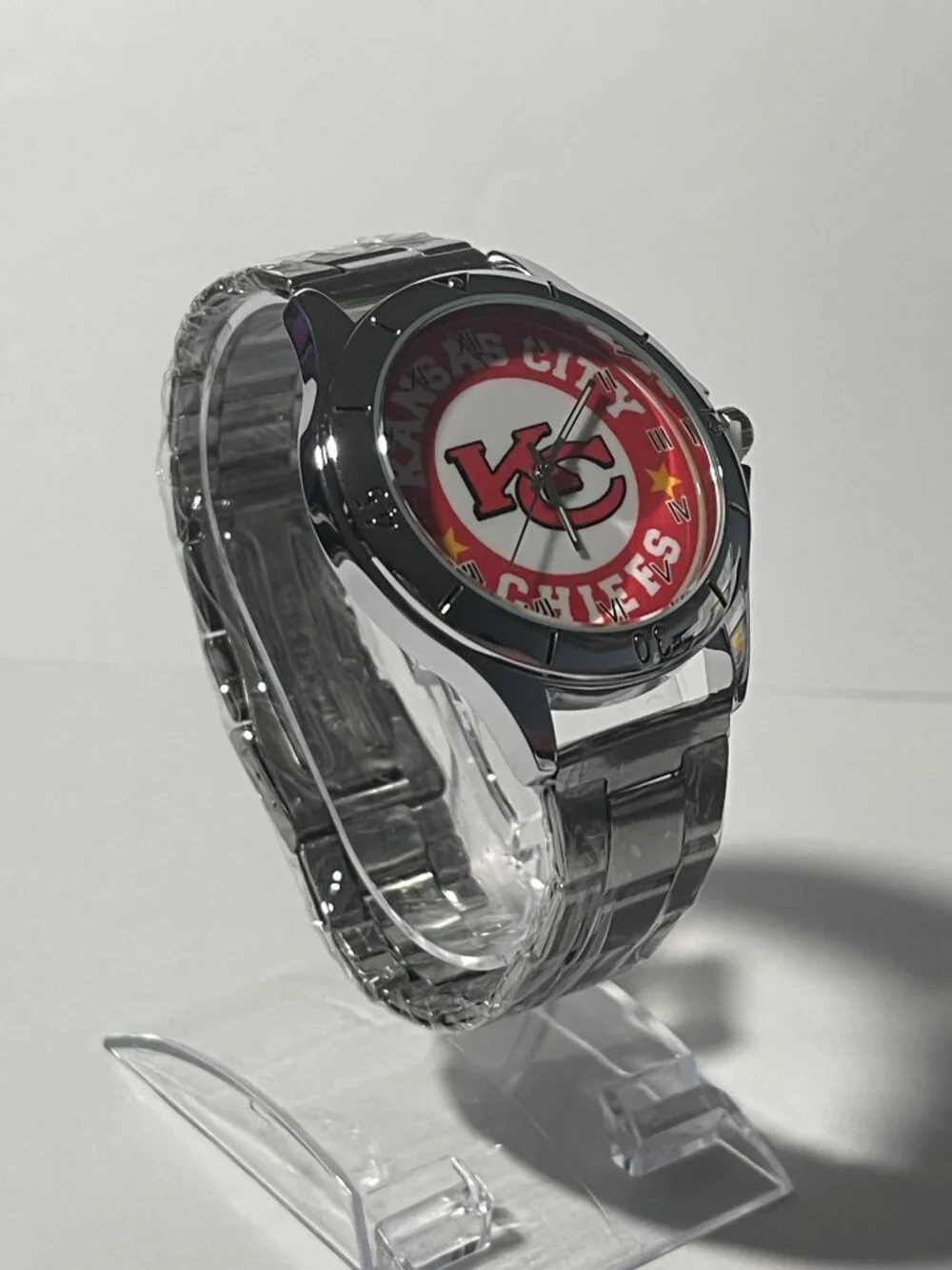 Kansas City Chiefs NFL Team Logo Men's Stainless-Steel Silver Watch NEW
